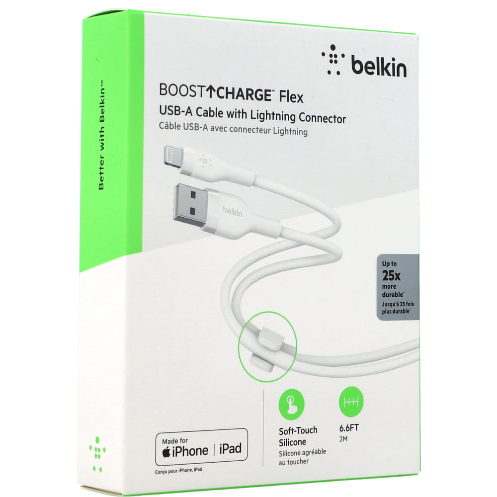 Kabel Belkin Boost Charge Flex Silicone USB-A für Lightning 2m, Weiß