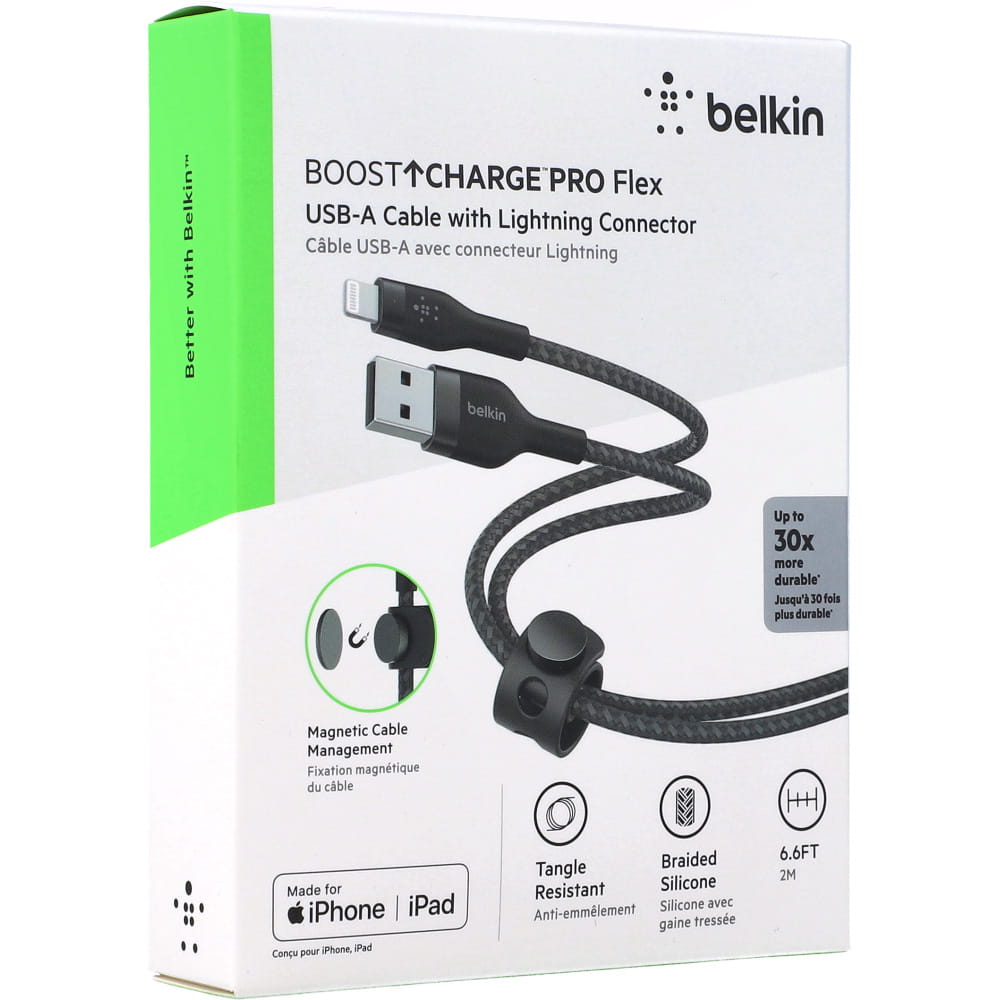 Kabel Belkin Boost Charge Pro Flex Braided USB-A für Lightning 2m, Schwarz