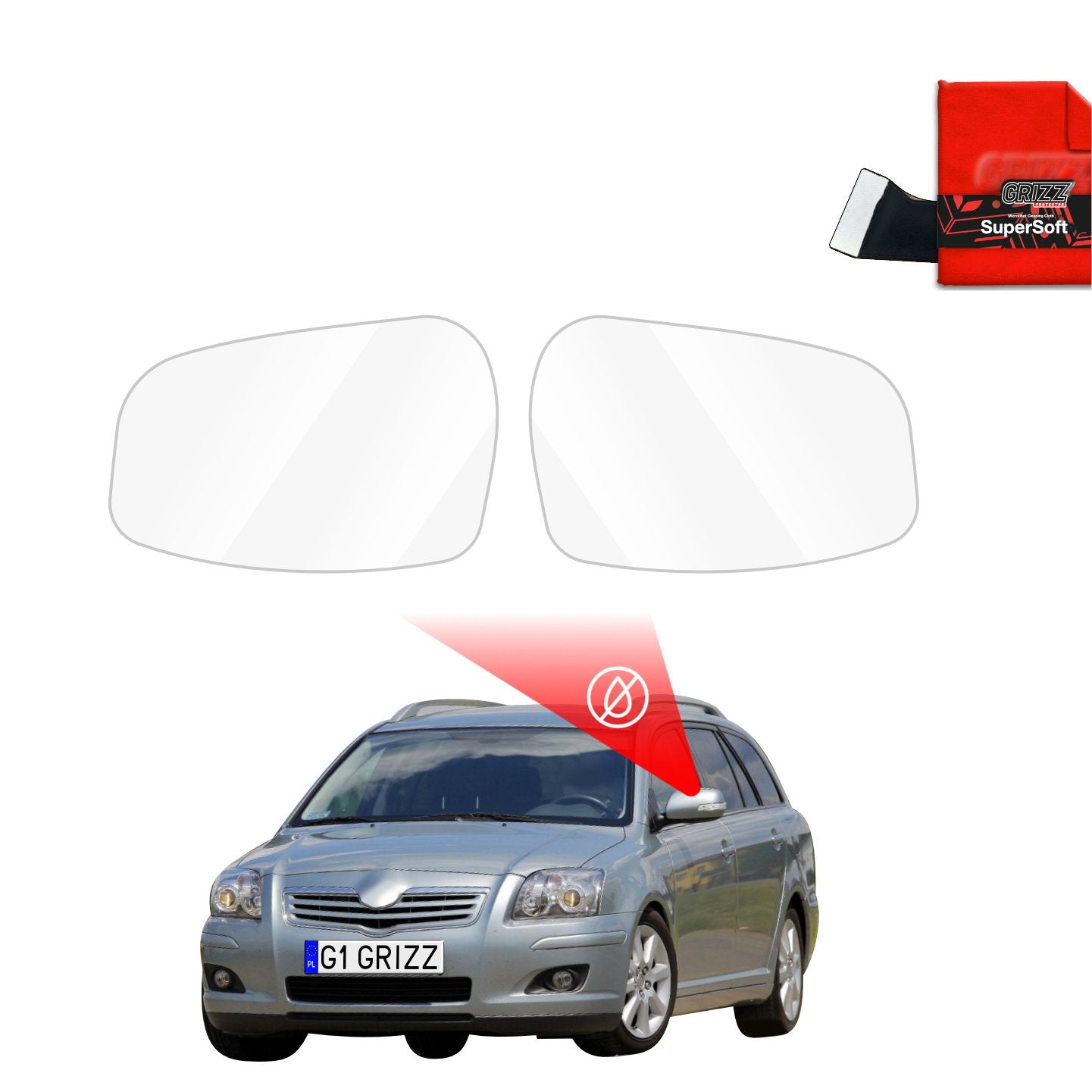 Regenschutzfolie Grizz Protector für Außenspiegel - Toyota Avensis Kombi (2003-2009)