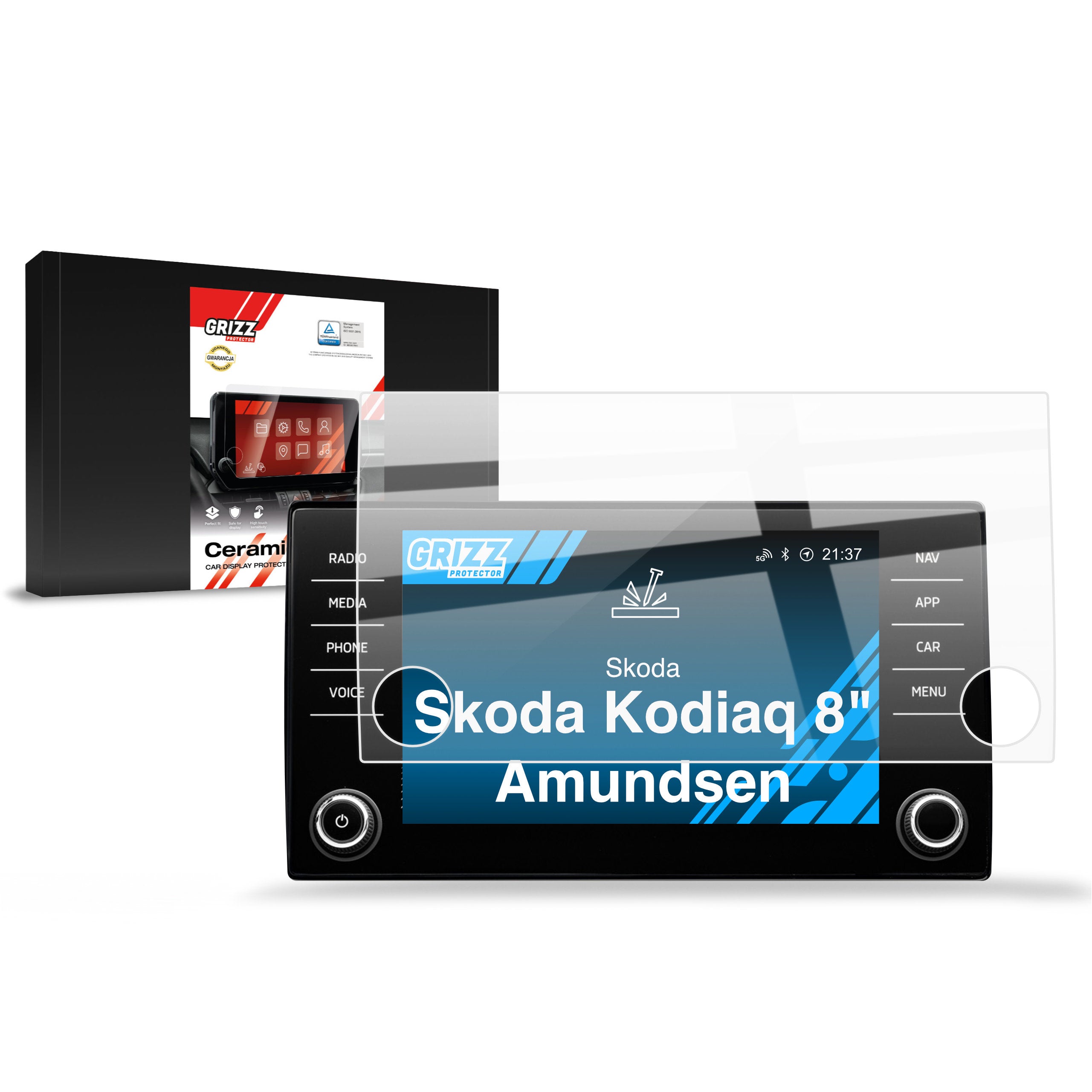 Keramische Autodisplayfolie für Skoda Kodiaq 8" Amundsen (2016-2023), Grizz Protector