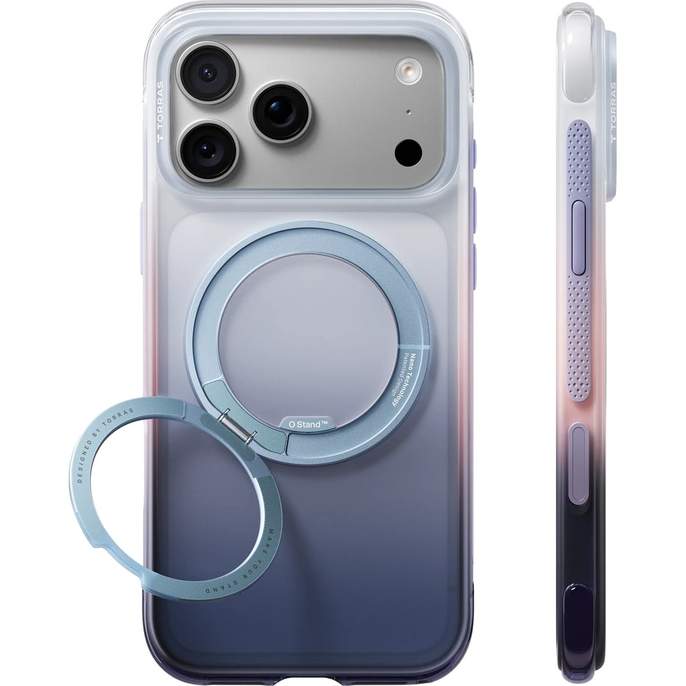 Handyhülle für iPhone 18 Pro / 17 Pro, Torras Ostand O3 Air Gradient für MagSafe, Violett-Blau (1/10)