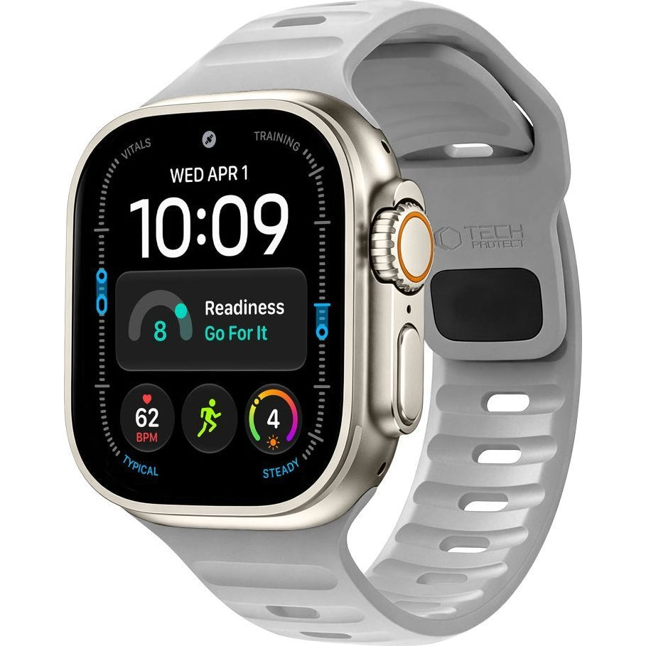 Armband für Apple Watch 49/46/45/44 mm, Tech-Protect Silicone Line, Grau (1/9)
