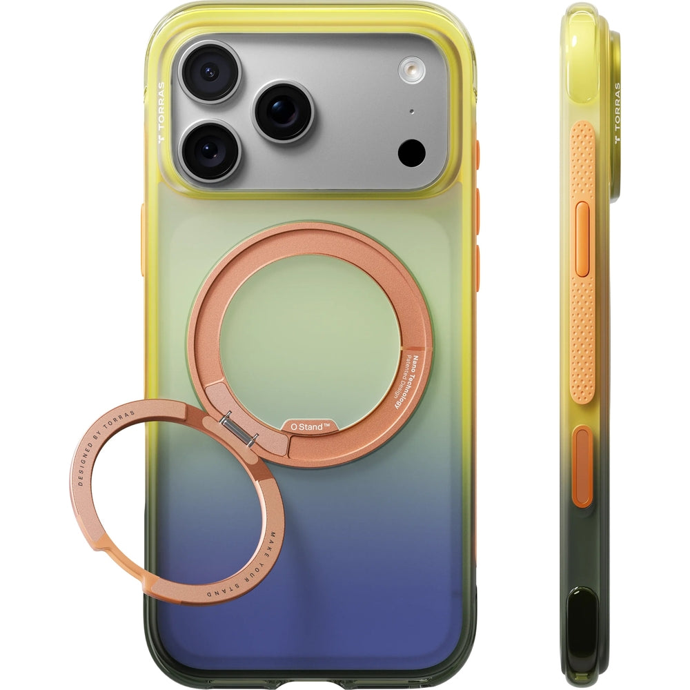 Handyhülle für iPhone 18 Pro Max / 17 Pro Max, Torras Ostand O3 Air Gradient für MagSafe, Orange-Violett (1/10)