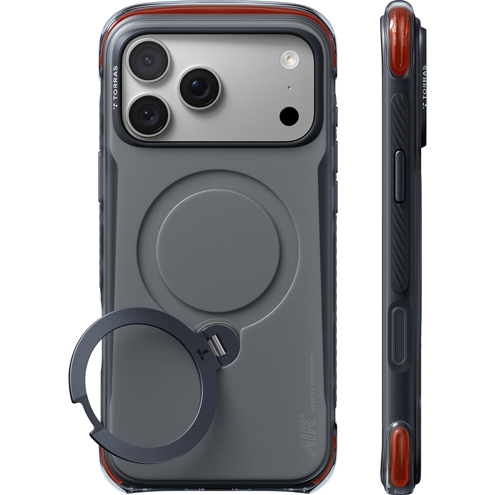 Handyhülle für iPhone 18 Pro / 17 Pro, Torras Ostand Q3 Air Pro mit MagSafe, Grau (1/8)