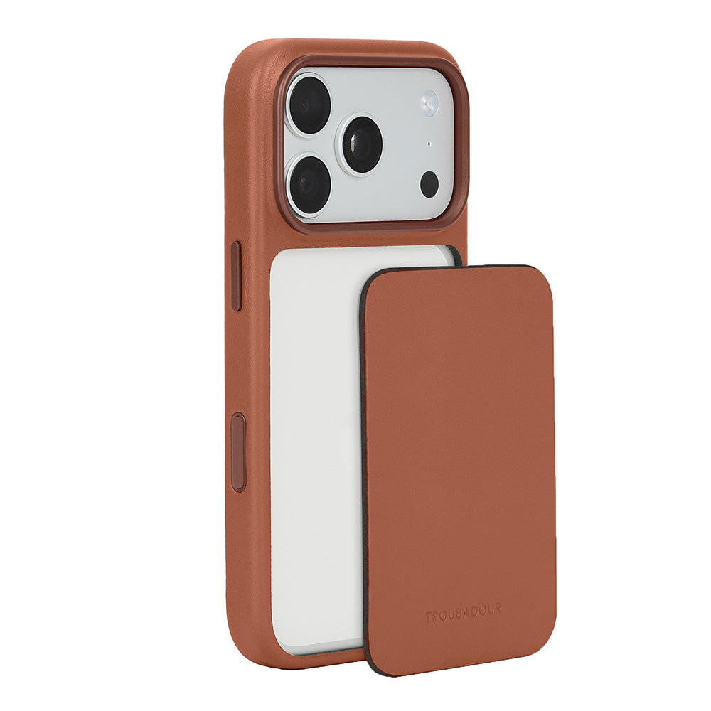 Lederhülle mit modularer Rückseite Troubadour Modular Leather Case für MagSafe für iPhone 18 Pro, Braun (1/9)