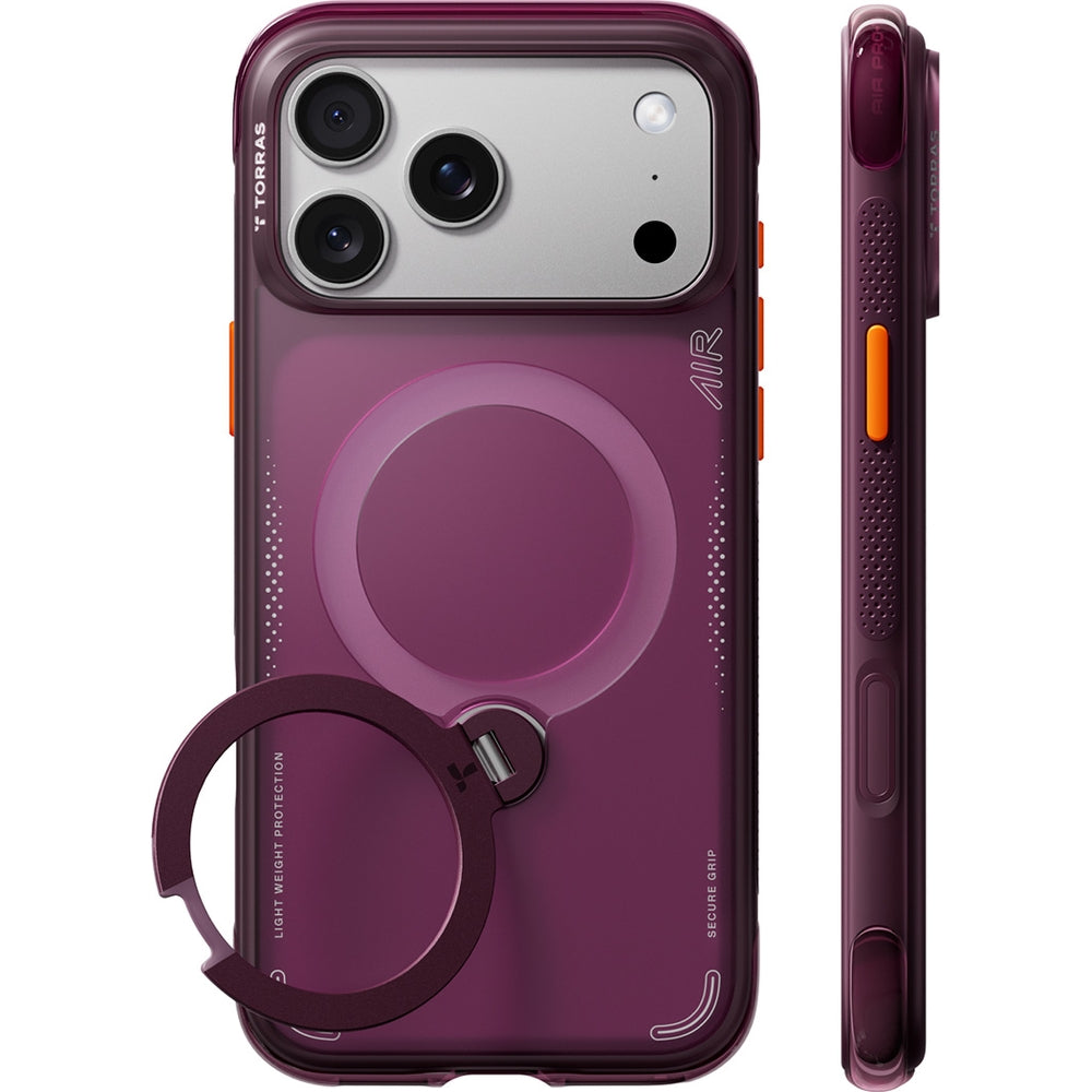 Handyhülle mit 360° drehbarem Standfuß für iPhone 18 Pro Max / 17 Pro Max, Torras Ostand Q3 Air mit MagSafe, Violett (1/11)