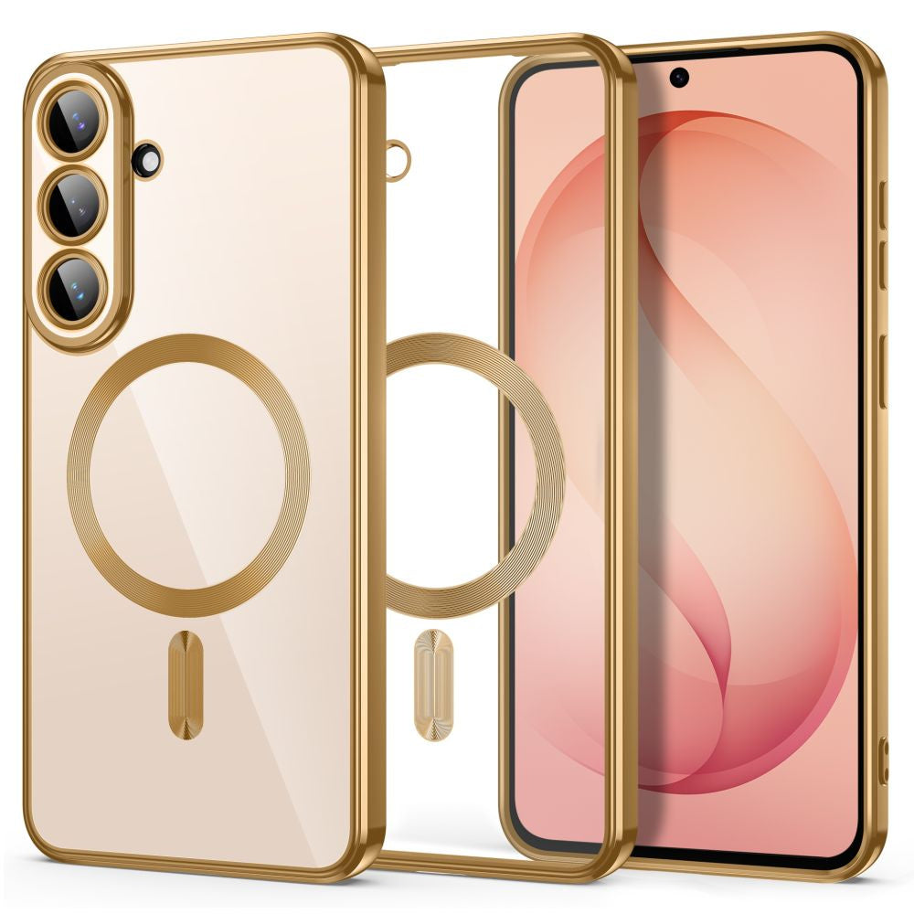 Handyhülle mit Kameraabdeckung für Galaxy S26 FE, Tech-Protect MagFlex für MagSafe, Transparent und Gold (1/9)