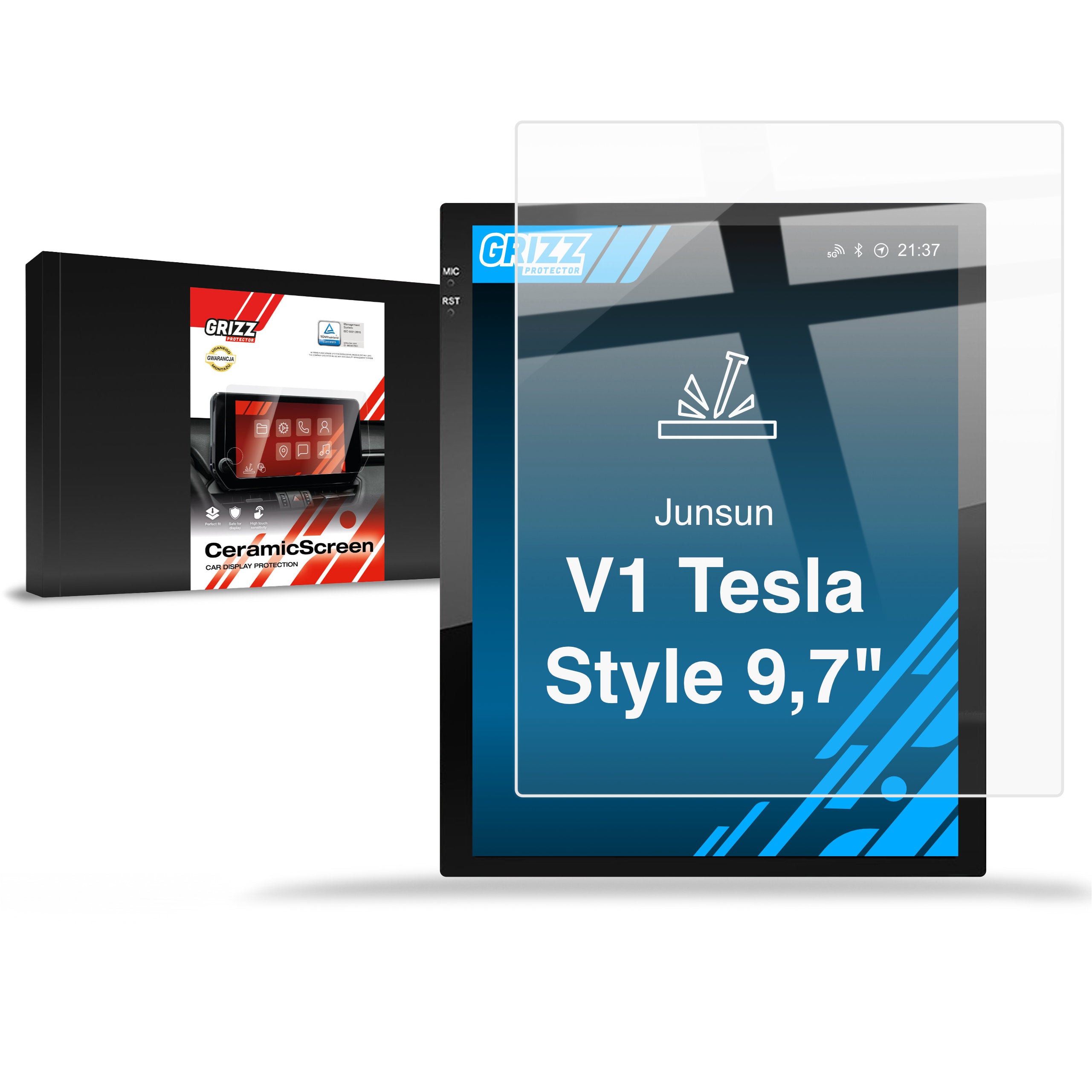 Keramische Autodisplayfolie für Junsun V1 Tesla Style 9,7", Grizz Protector