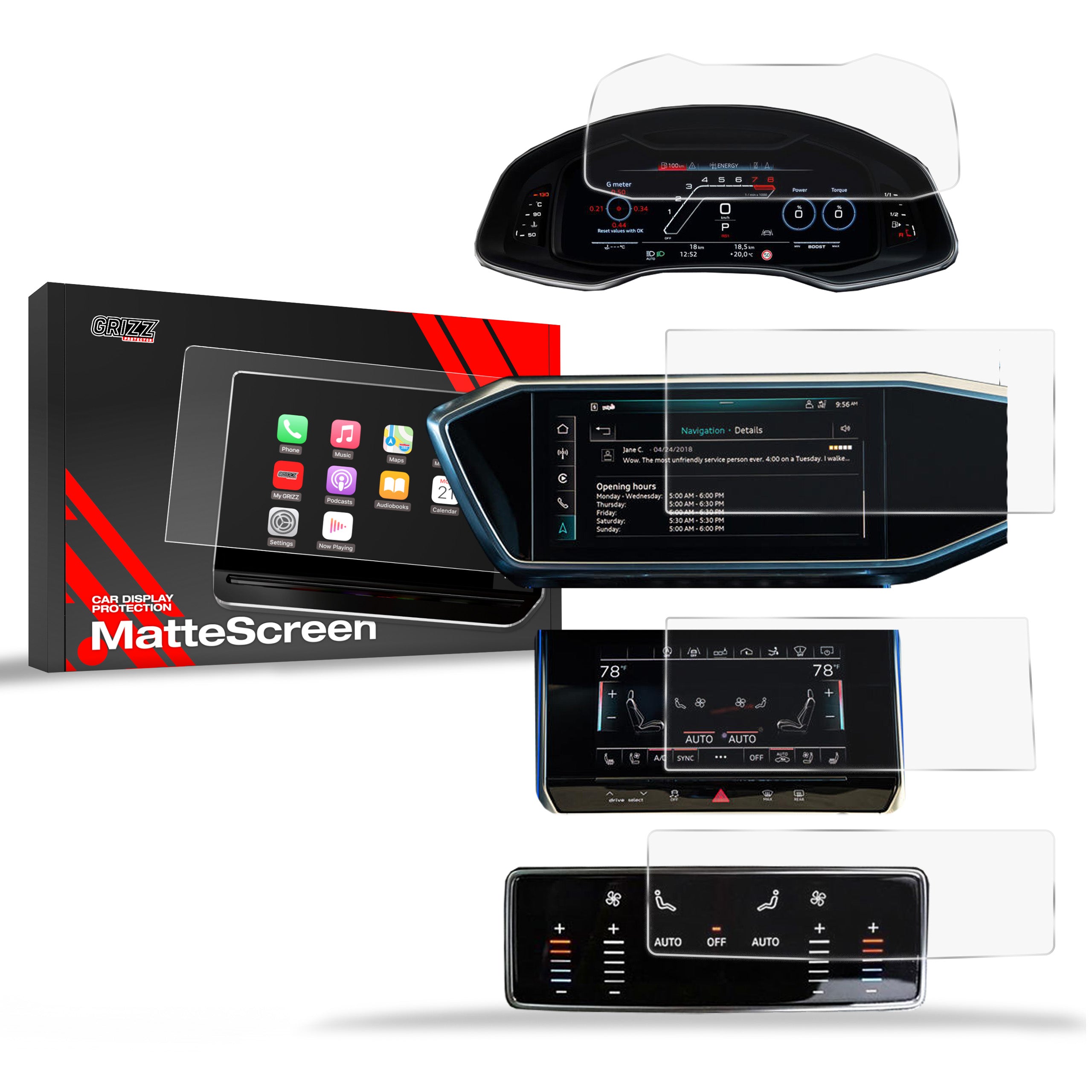 Matte Autodisplayfolie 4in1 für Audi A7 C8 4w1 (2018-2025), Grizz Protector