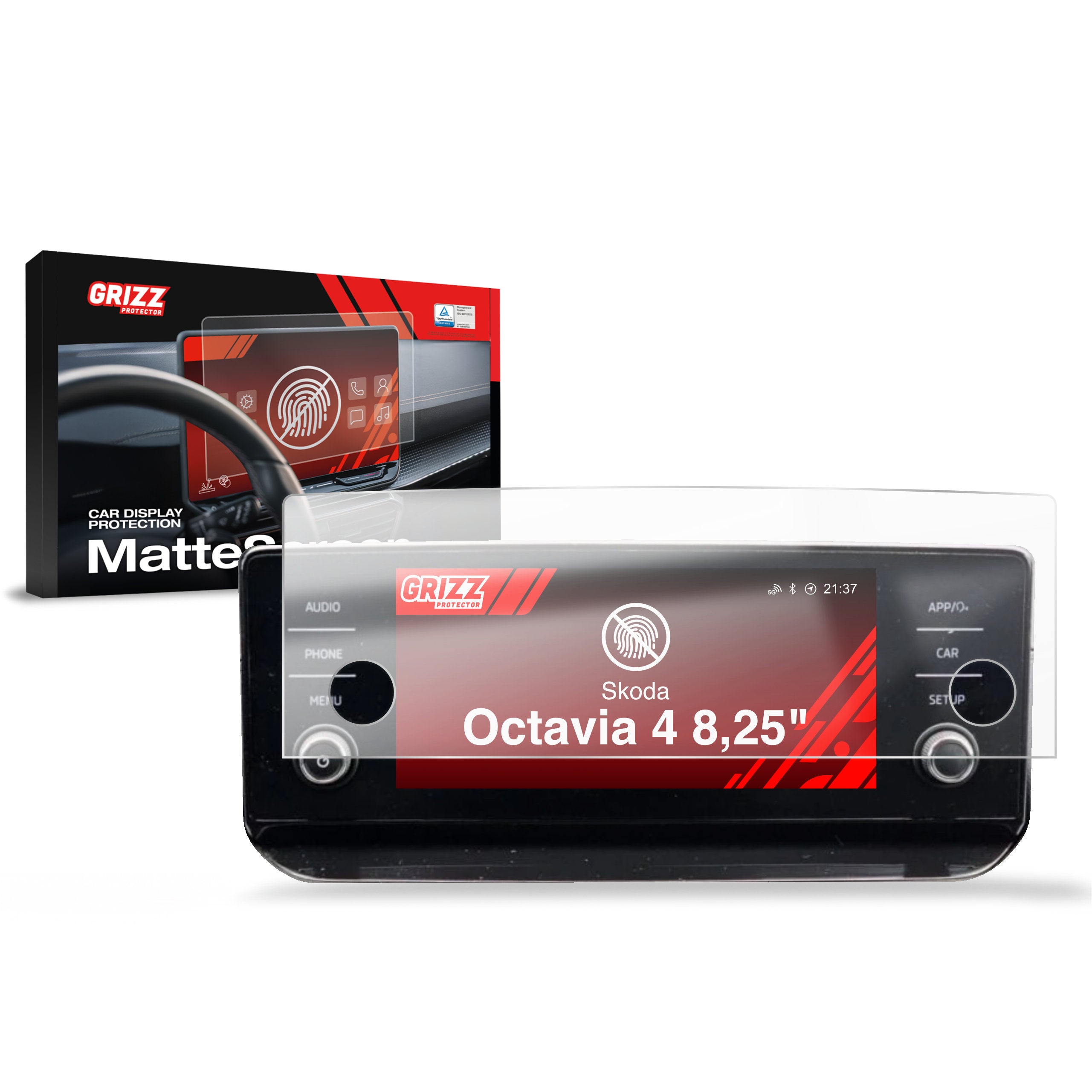 Matte Autodisplayfolie für Skoda Octavia 4 8,25" Swing (2019-2024), Grizz Protector