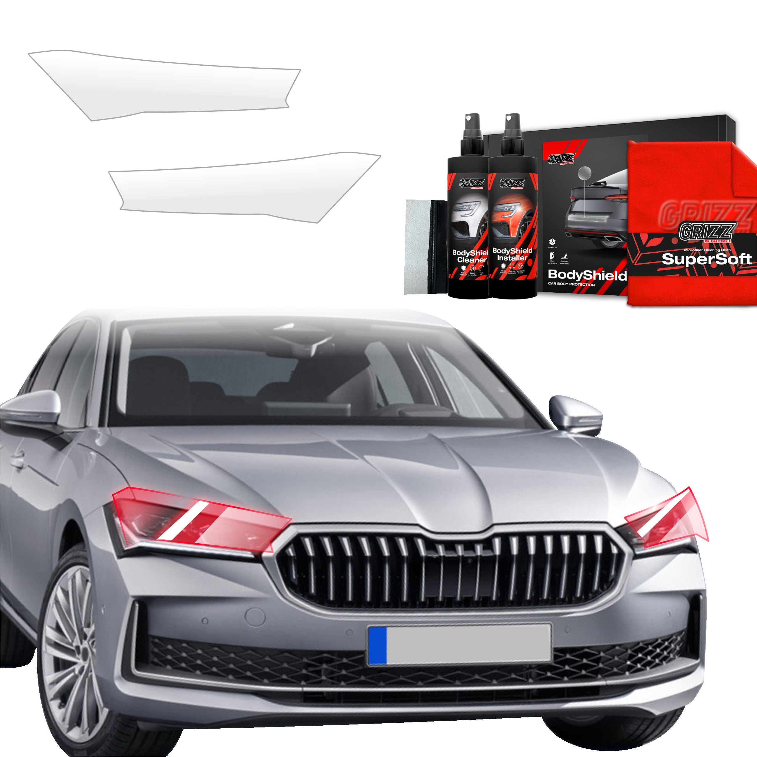 2in1 Schutzfolie Grizz Protector für Scheinwerfer - Skoda Superb 4 Liftback (2024-2026)