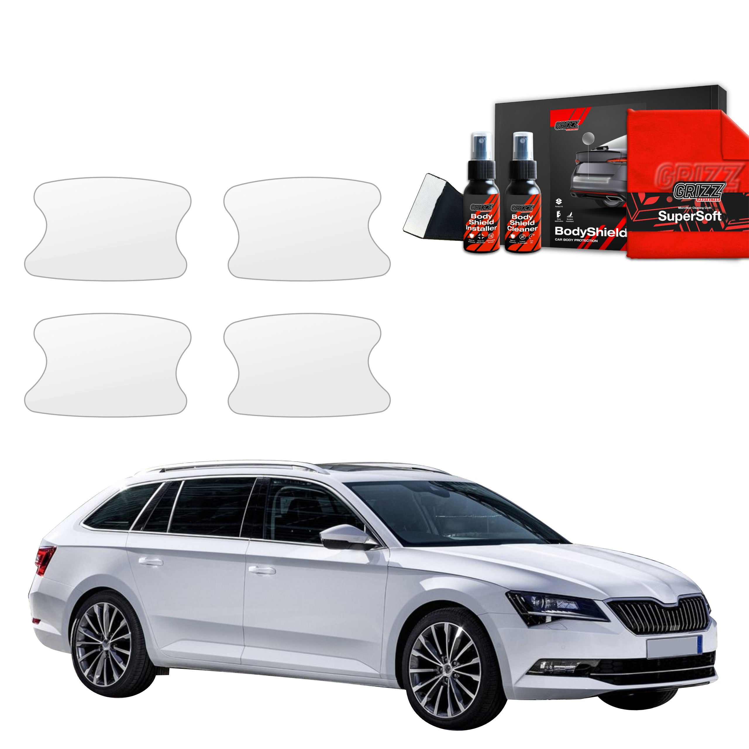 4in1 Schutzfolie Grizz Protector für Türgriffmulden - Skoda Superb 3 Combi (2016-2019)
