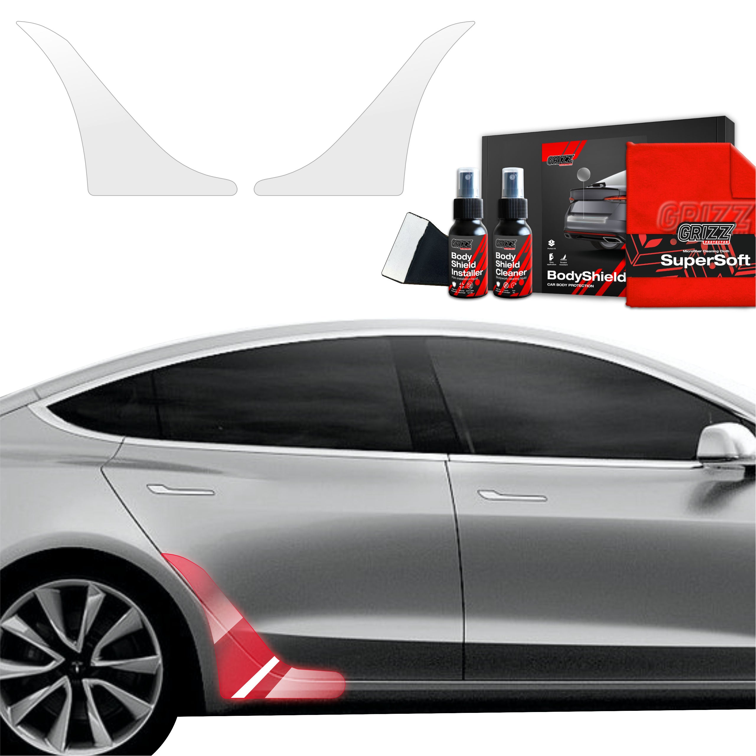 2in1 Schutzfolie Grizz Protector für hinteren Seitenschweller - Tesla Model 3 (2017-2020)