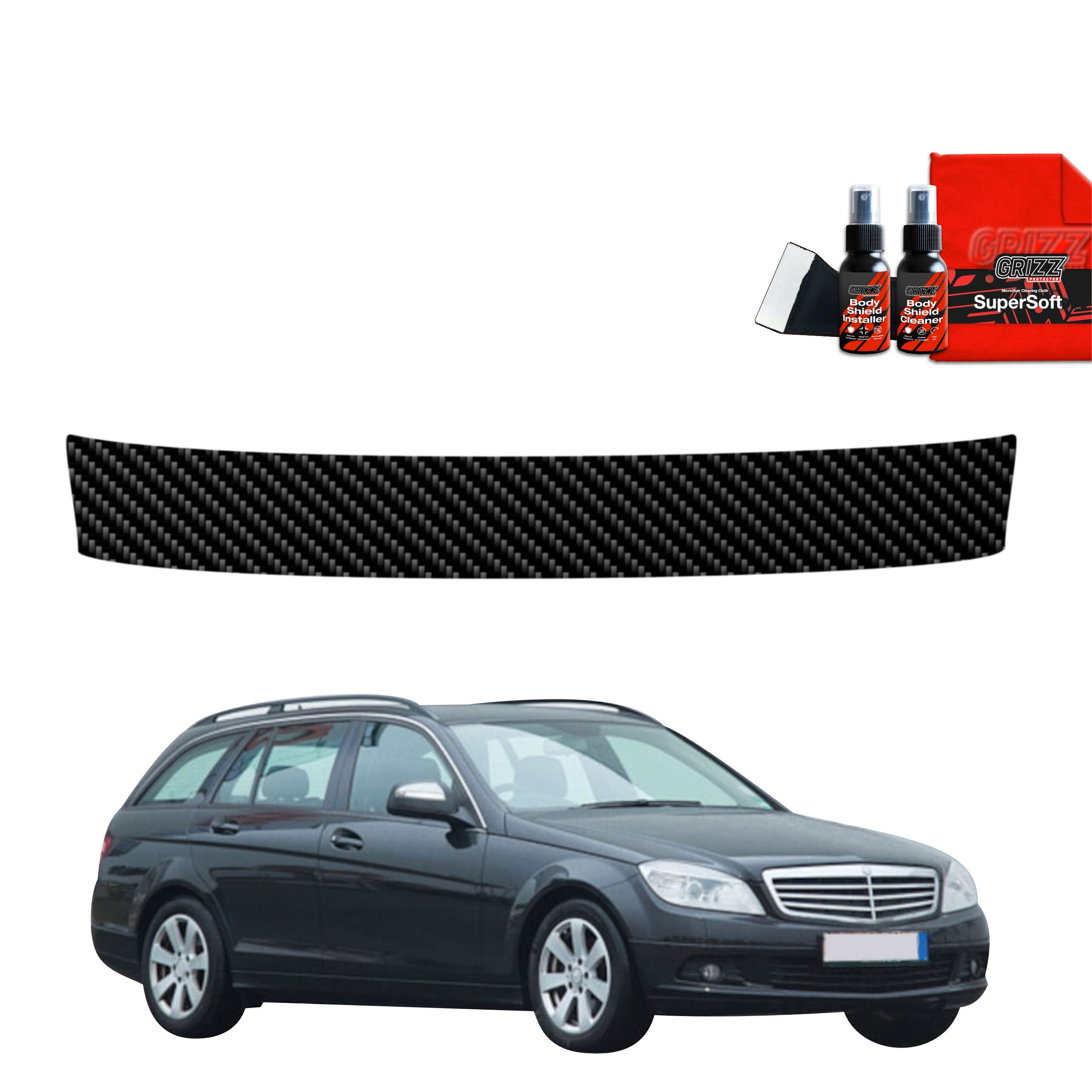 Kohlenstoff Schutzfolie Grizz Protector für Ladekante - Mercedes Benz C Klasse S204 Kombi (2007-2011)