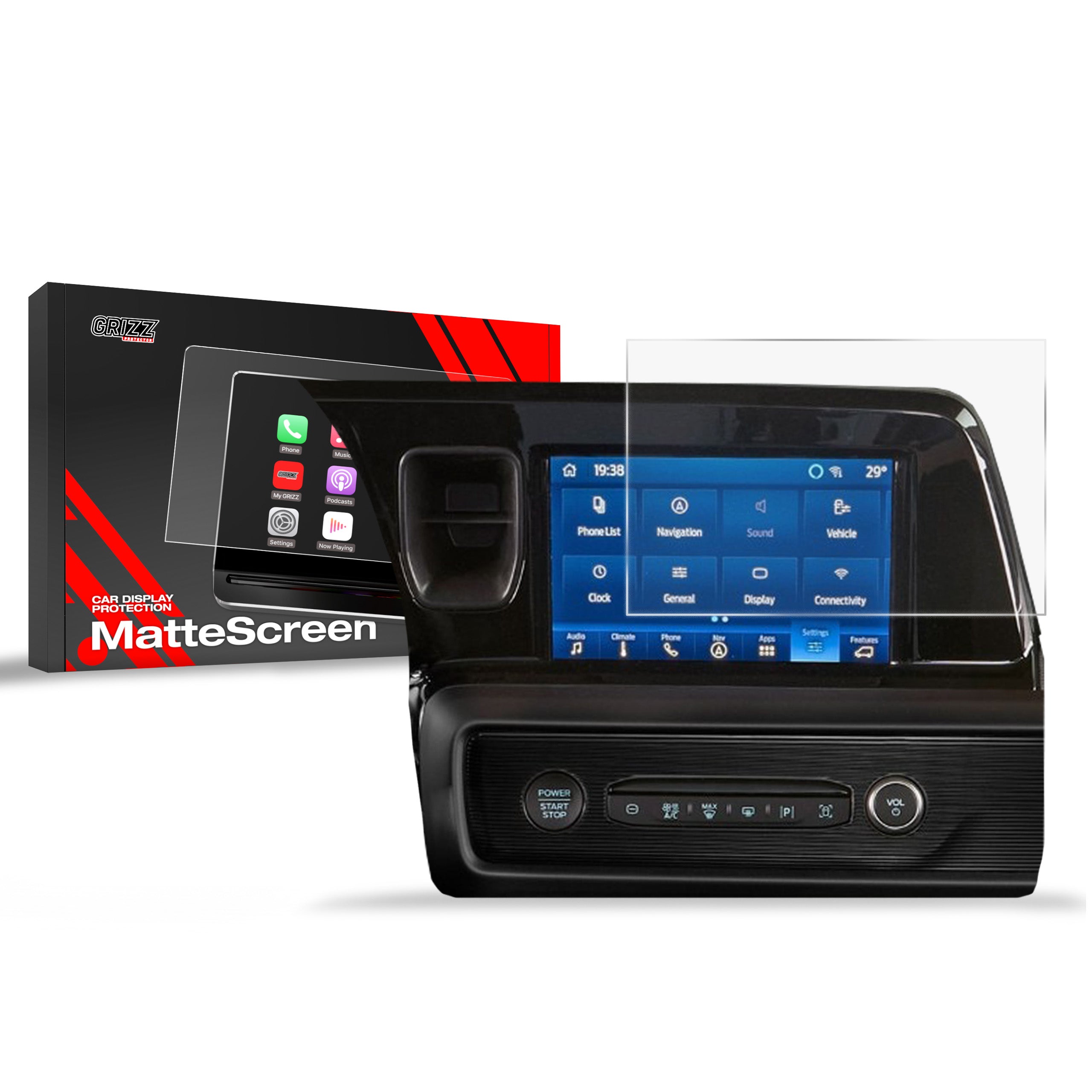 Matte Autodisplayfolie für Ford Courier 8" (2023-2026), Grizz Protector