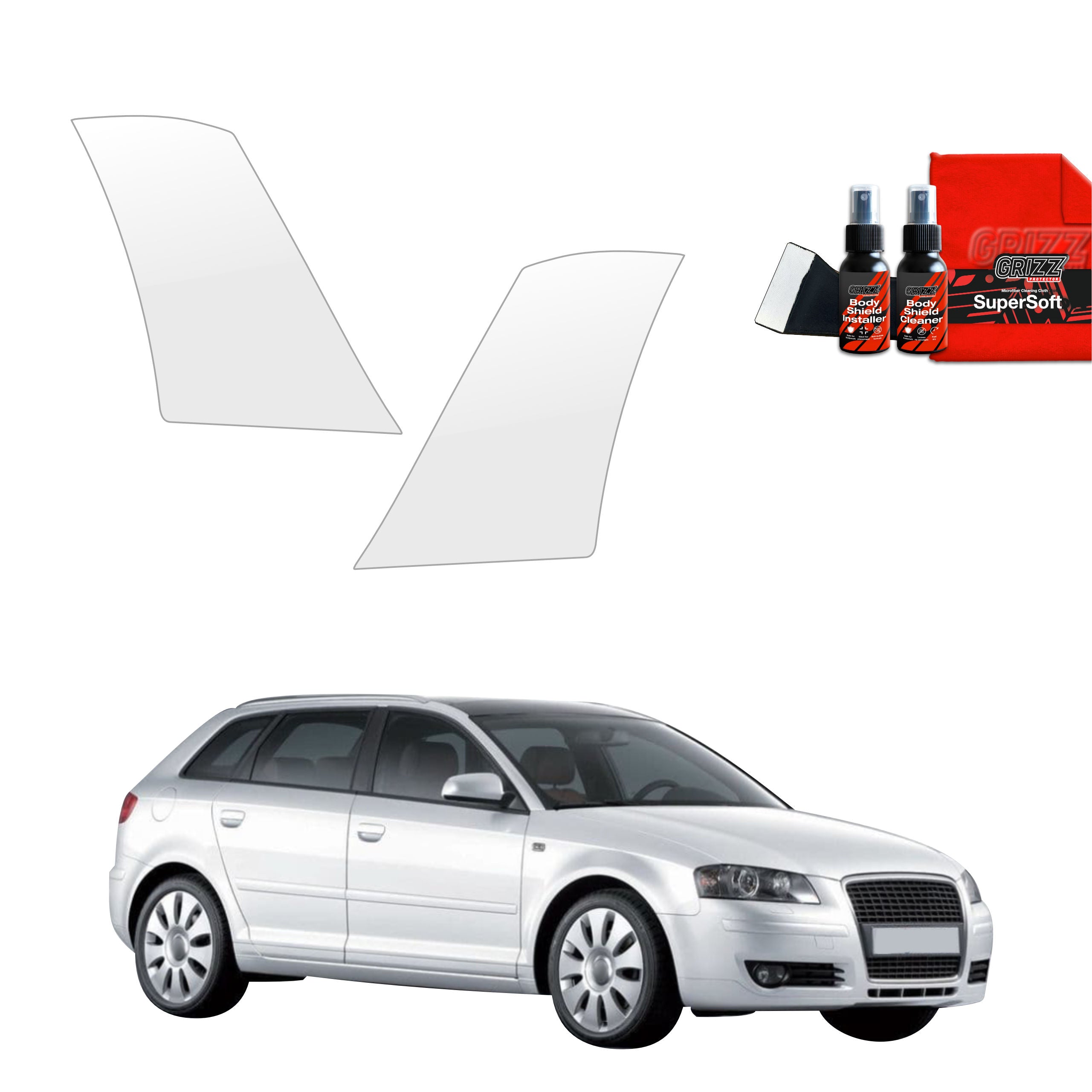 2in1 Schutzfolie Grizz Protector für hinteren & vorderen Seitenschwelle - Audi A3 8P Hatchback 5D (2008-2012)