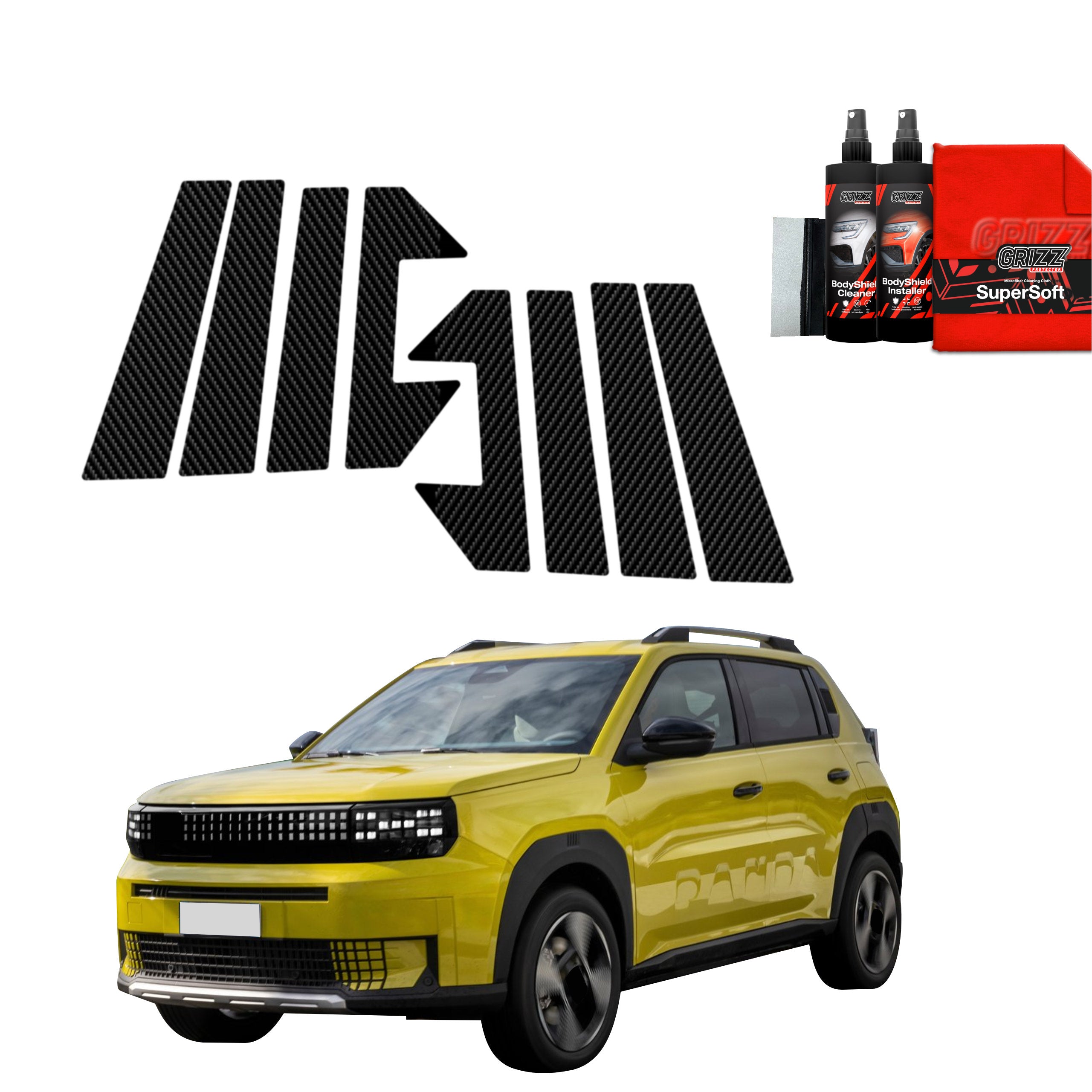 8in1 Kohlenstoff Schutzfolie Grizz Protector für B-C-Säule - Fiat Grande Panda (2025-2026)