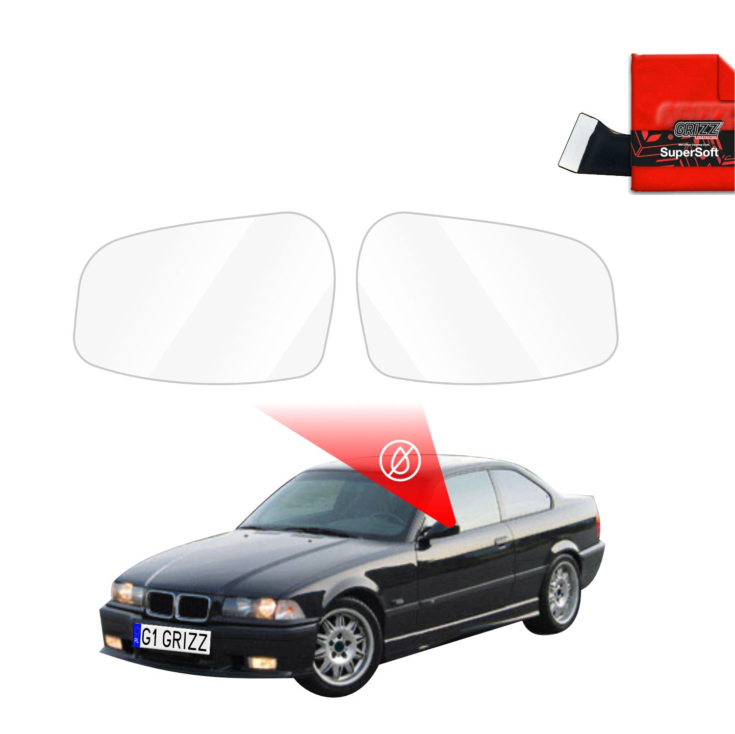 Regenschutzfolie Grizz Protector für Außenspiegel - BMW 3 E36 Coupe (1991-1999)