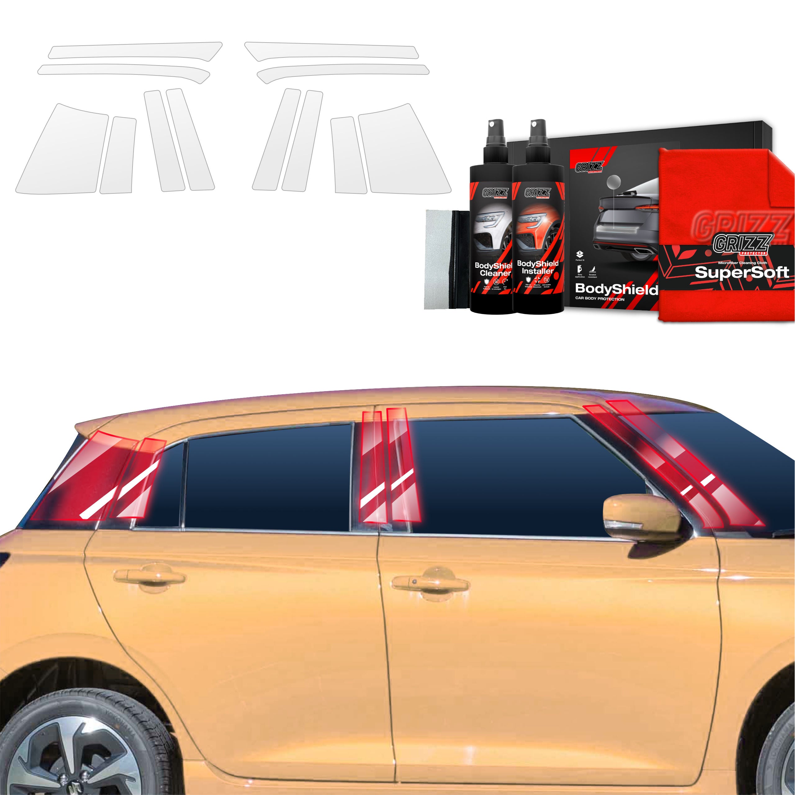 12in1 Schutzfolie Grizz Protector für A-B-C-Säule - Suzuki Swift (2024-2026)