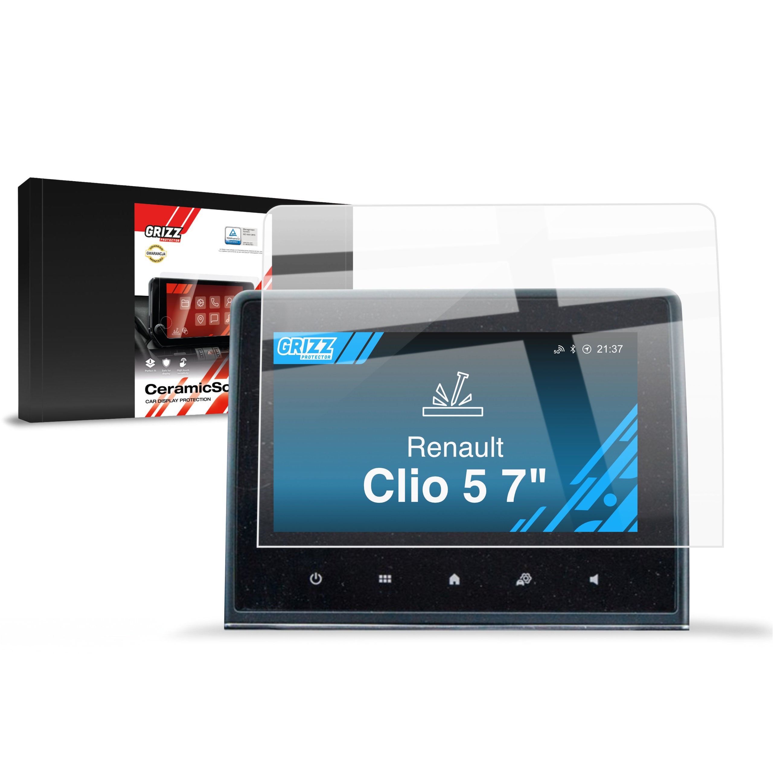 Keramische Autodisplayfolie für Renault Clio 5 7" (2020-2024), Grizz Protector