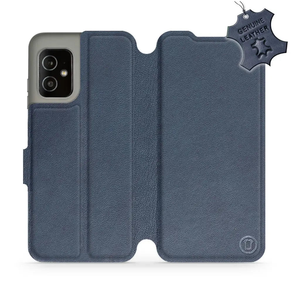 Echtleder Handyhülle für Asus Zenfone 8, Mobiwear Leather, Dunkelblau