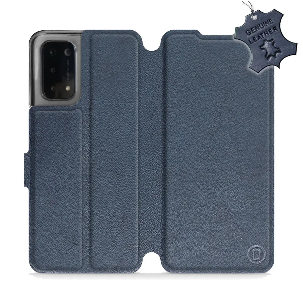 Echtleder Handyhülle für Oppo A54 5G, Mobiwear Leather, Dunkelblau