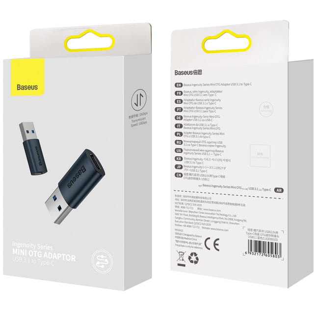Baseus Ingenuity, Mini OTG Adapter, USB-A auf USB-C Adapter, blau