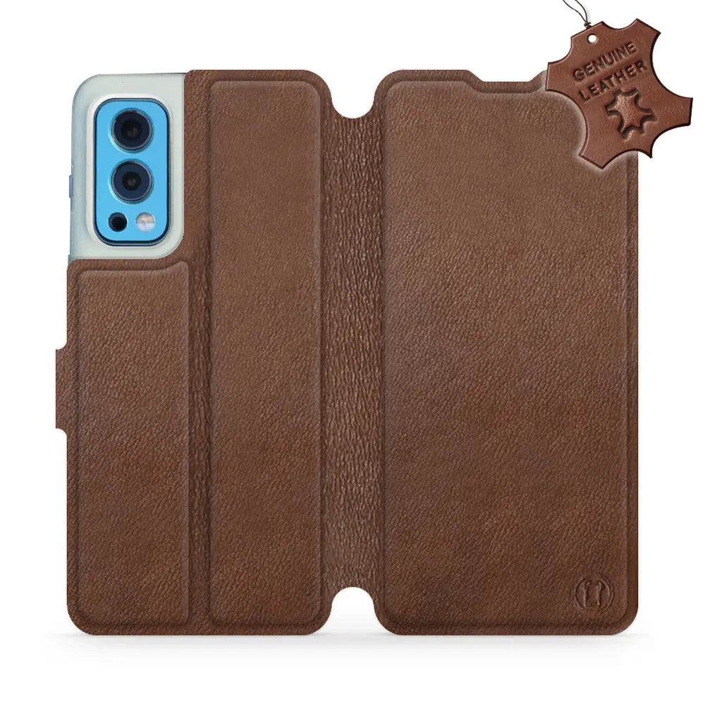 Echtleder Handyhülle für OnePlus Nord 2 5G, Mobiwear Leather, Braun