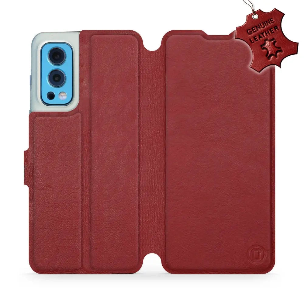 Echtleder Handyhülle für OnePlus Nord 2 5G, Mobiwear Leather, Dunkelrot