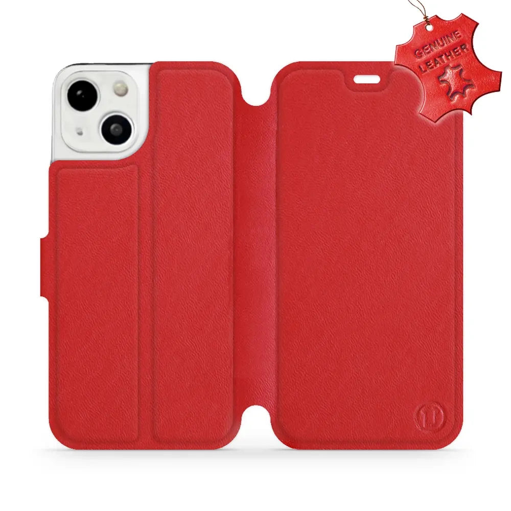 Echtleder Handyhülle für iPhone 13, Mobiwear Leather, Rot