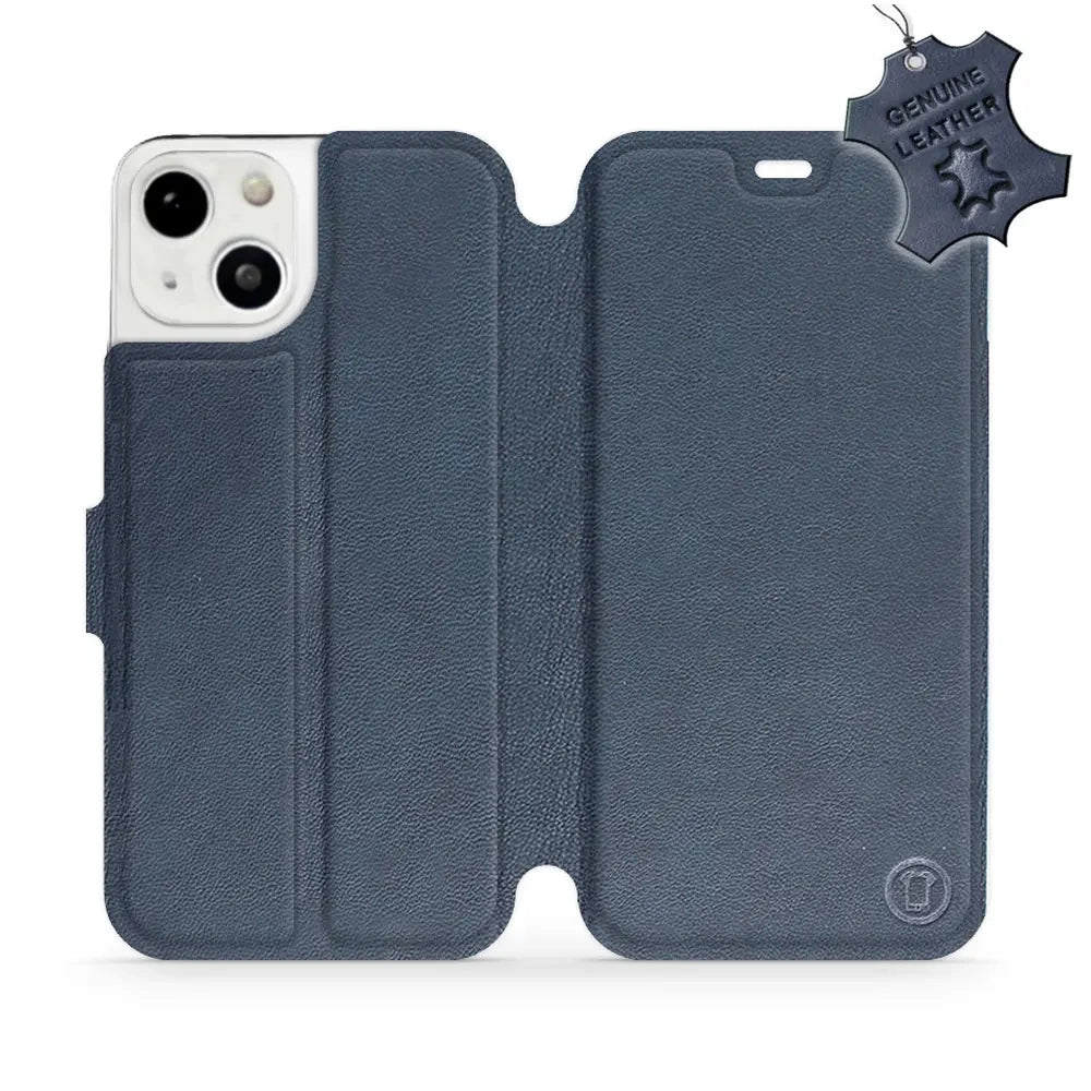 Echtleder Handyhülle für iPhone 13, Mobiwear Leather, Dunkelblau