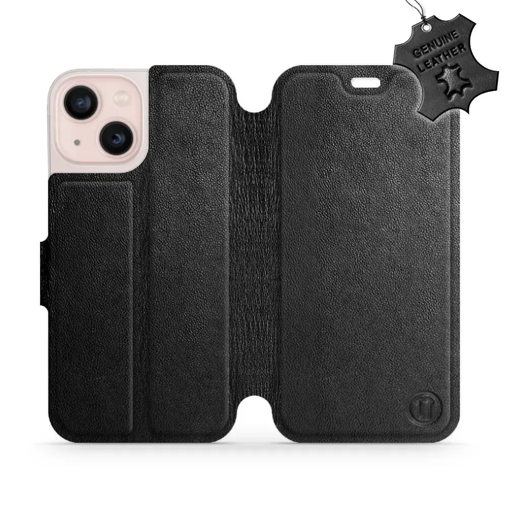 Echtleder Handyhülle für iPhone 13 Mini, Mobiwear Leather, Schwarz