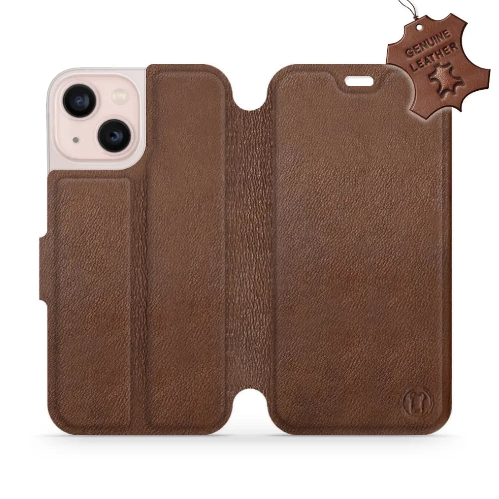 Echtleder Handyhülle für iPhone 13 Mini, Mobiwear Leather, Braun