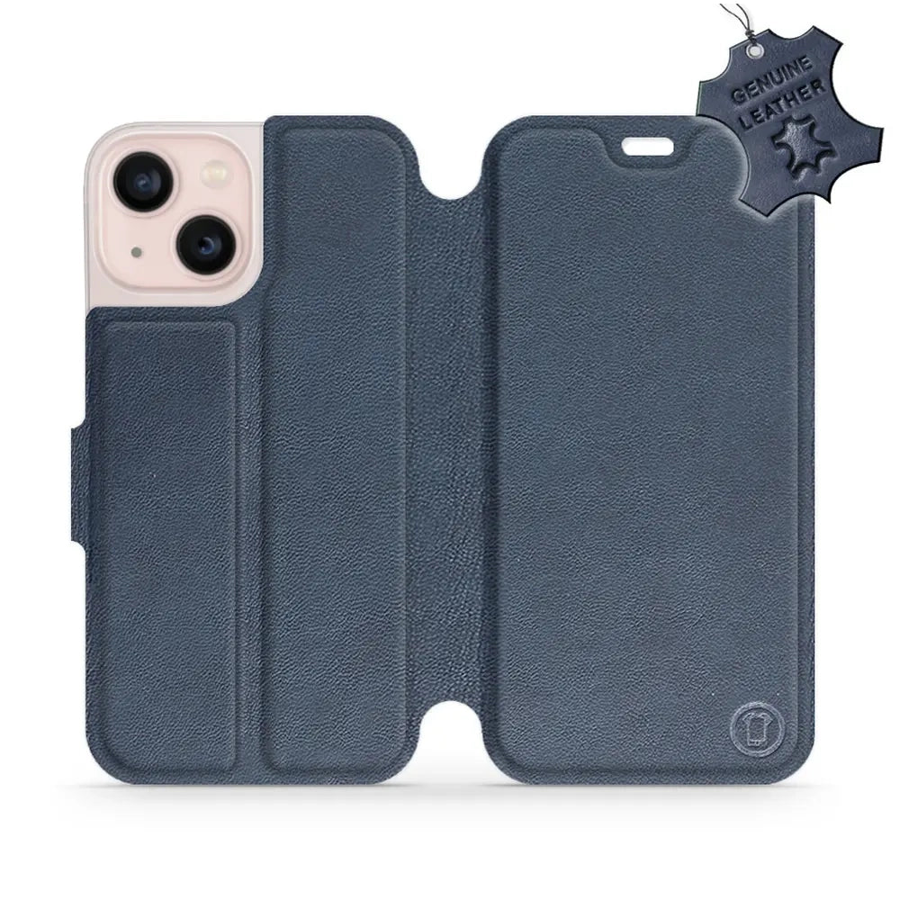 Echtleder Handyhülle für iPhone 13 Mini, Mobiwear Leather, Dunkelblau