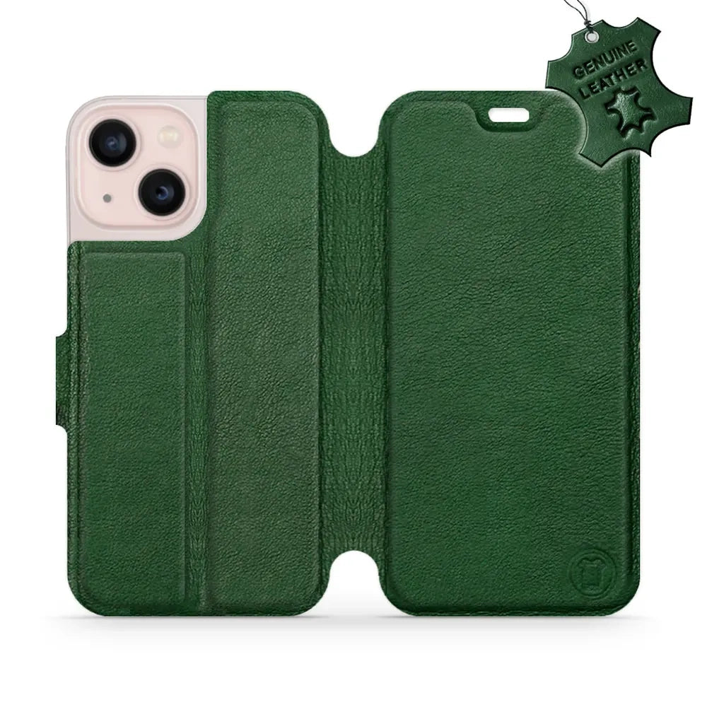 Echtleder Handyhülle für iPhone 13 Mini, Mobiwear Leather, Grün