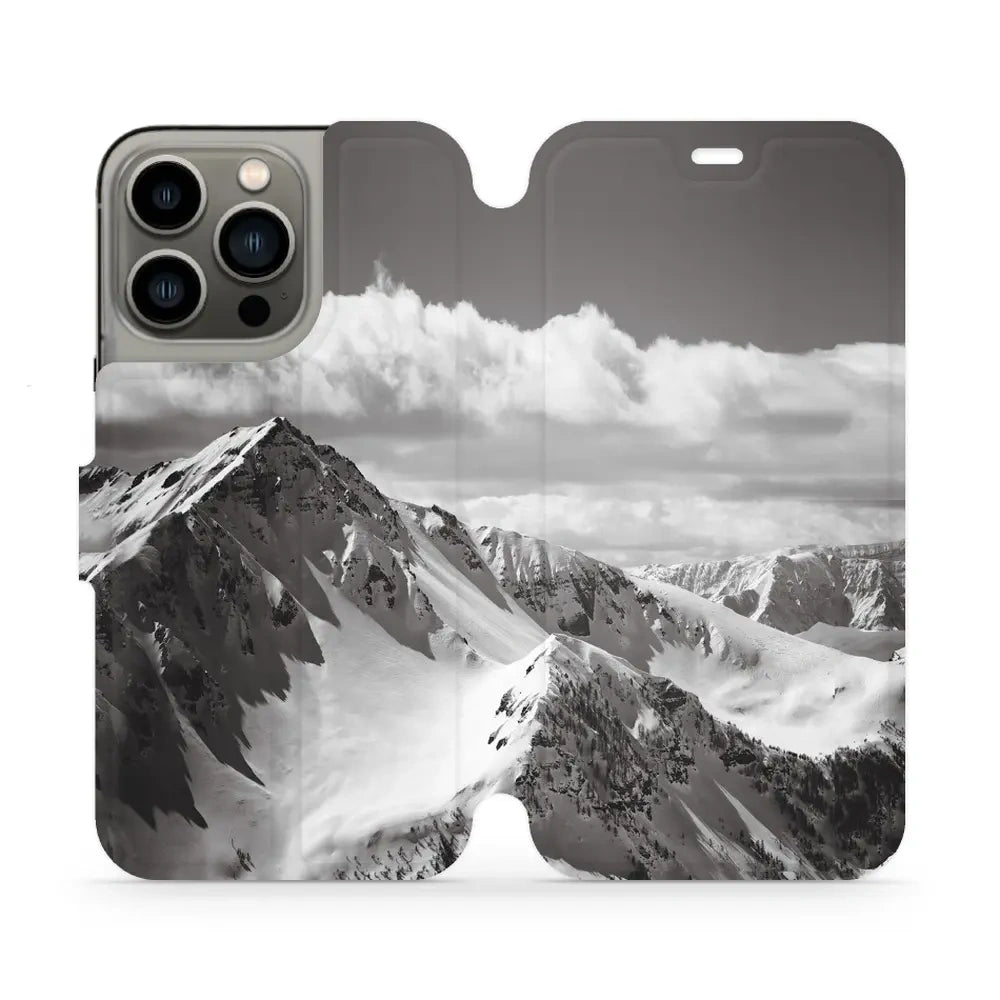 Handyhülle mit klappe für iPhone 13 Pro, Mobiwear Book, Berggipfel