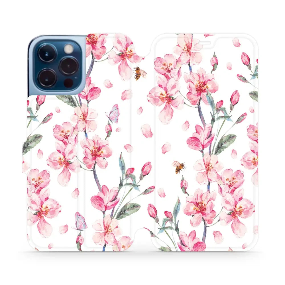 Handyhülle mit klappe für iPhone 13 Pro Max, Mobiwear Book, Rosa Frühling