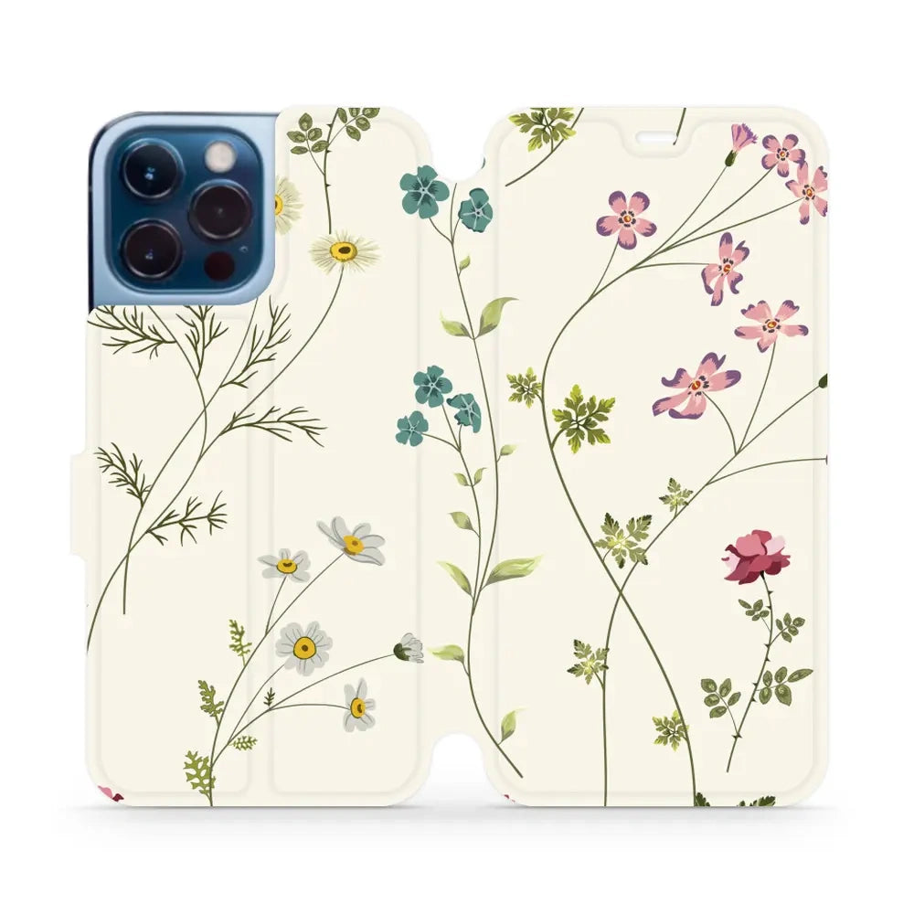 Handyhülle mit klappe für iPhone 13 Pro Max, Mobiwear Book, Feldblumen