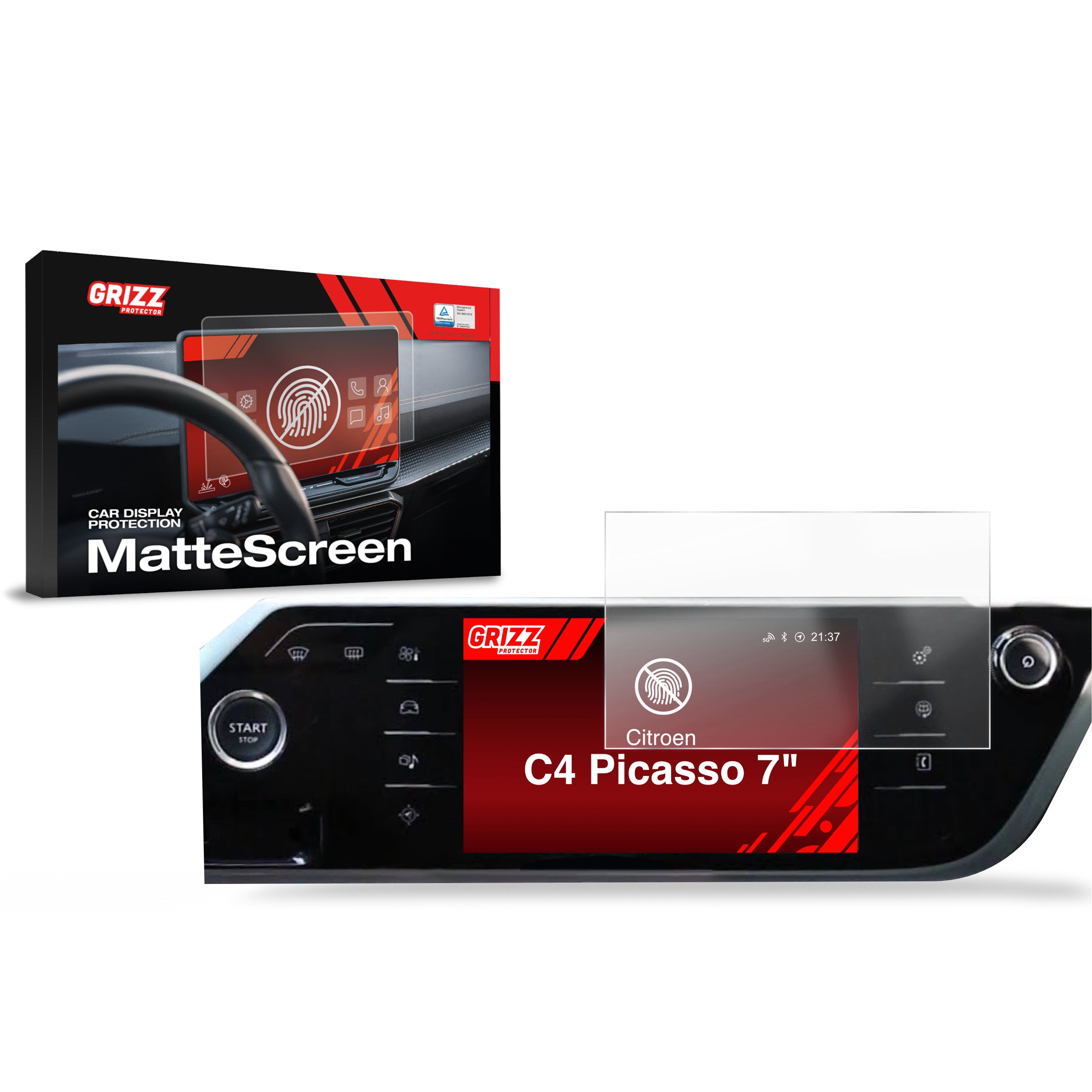 Matte Autodisplayfolie für Citroen C4 Picasso (2014-2018), Grizz Protector
