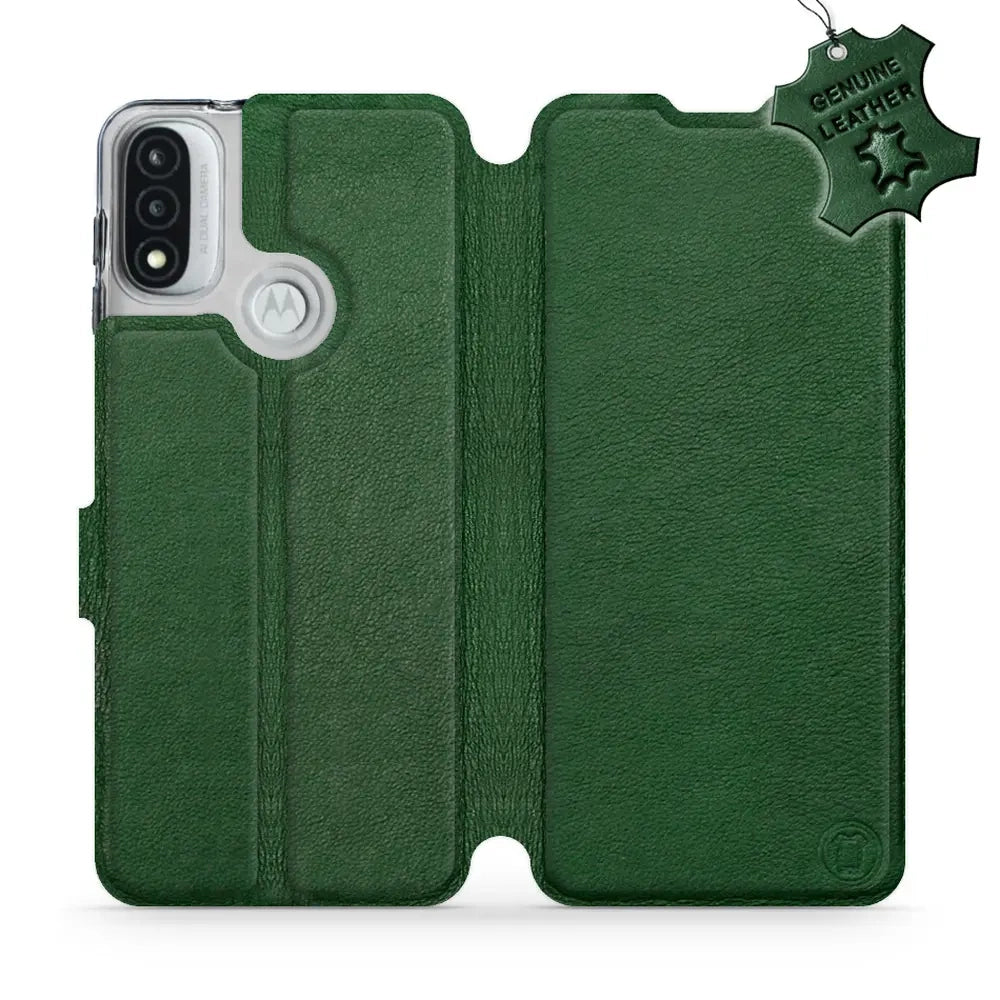 Echtleder Handyhülle für Motorola Moto E20, Mobiwear Leather, Grün