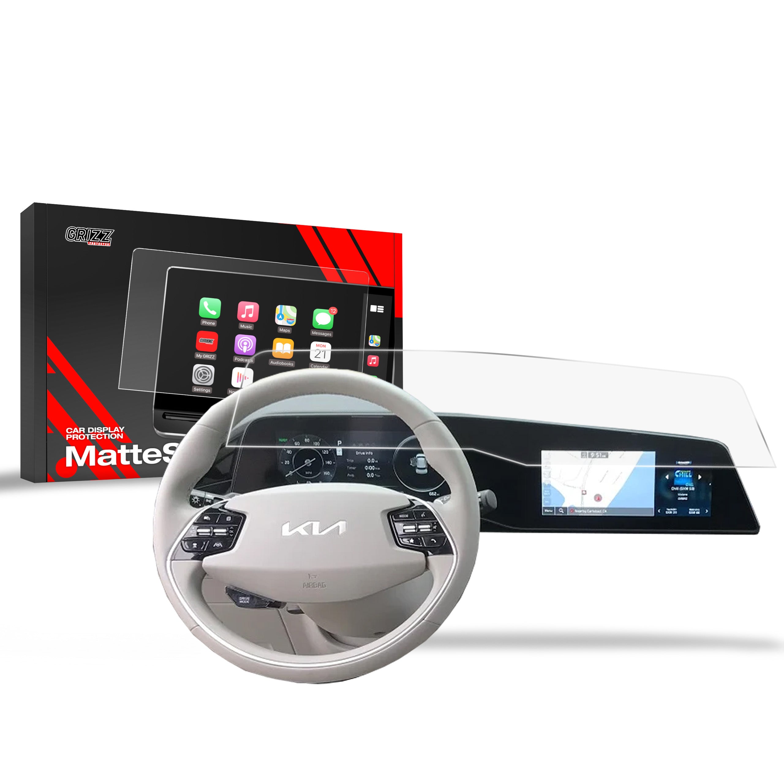 Matte Autodisplayfolie für Kia Niro 2 (2022-2026), Grizz Protector