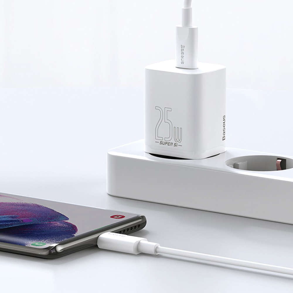 Wandladegerät Baseus Super Si QC USB-C, 25W, Weiß