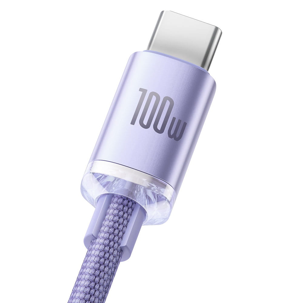 Kabel Baseus Crystal Shine 100W 5A USB-A für USB-C 1,2m, Violett