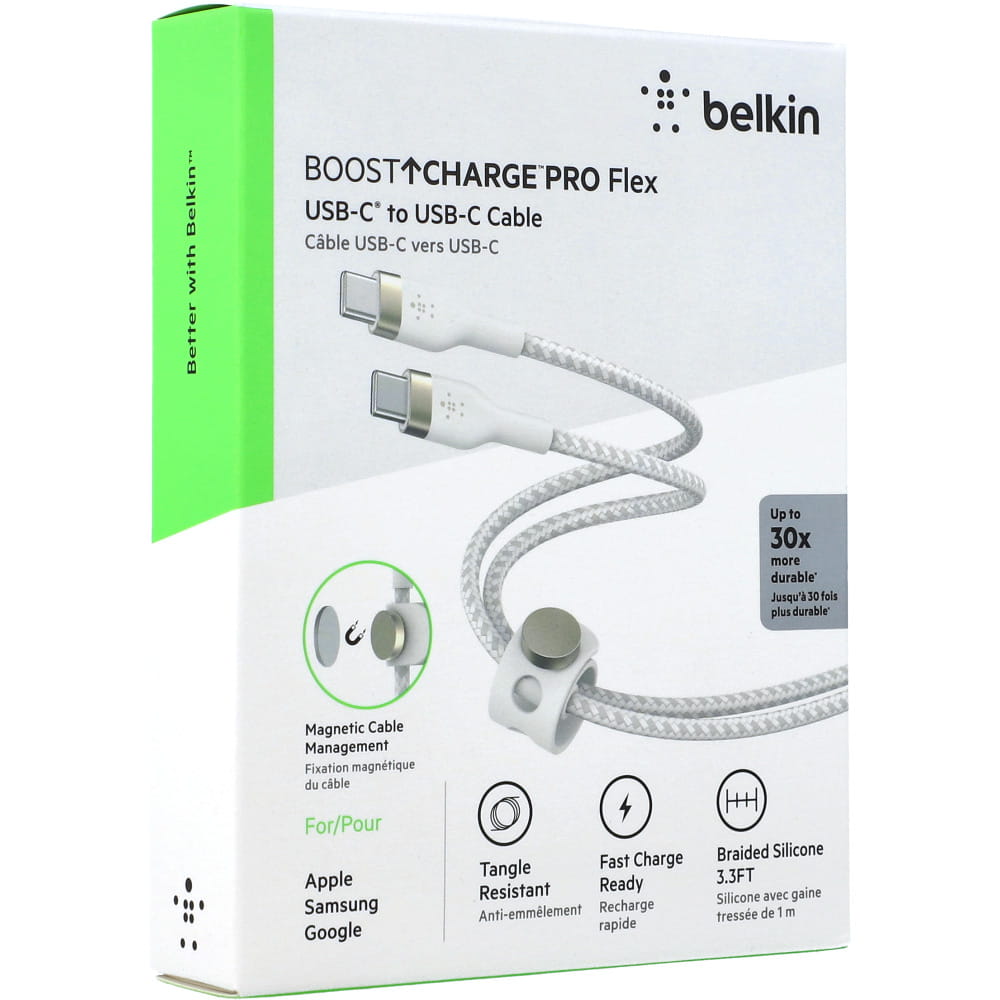 Kabel Belkin Boost Charge Pro Flex Braided USB-C für USB-C 1m, Weiß