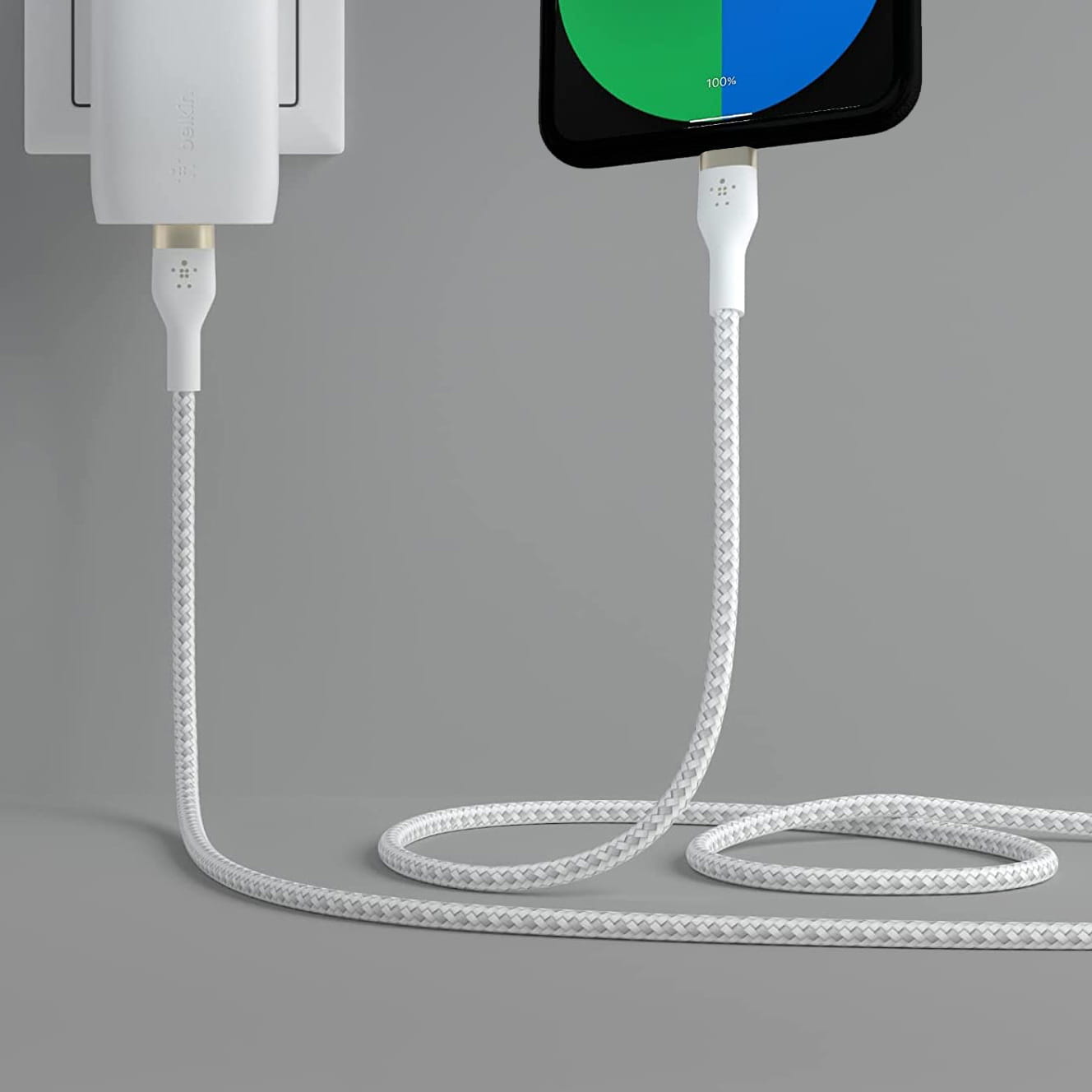 Kabel Belkin Boost Charge Pro Flex Braided USB-C für USB-C 1m, Weiß