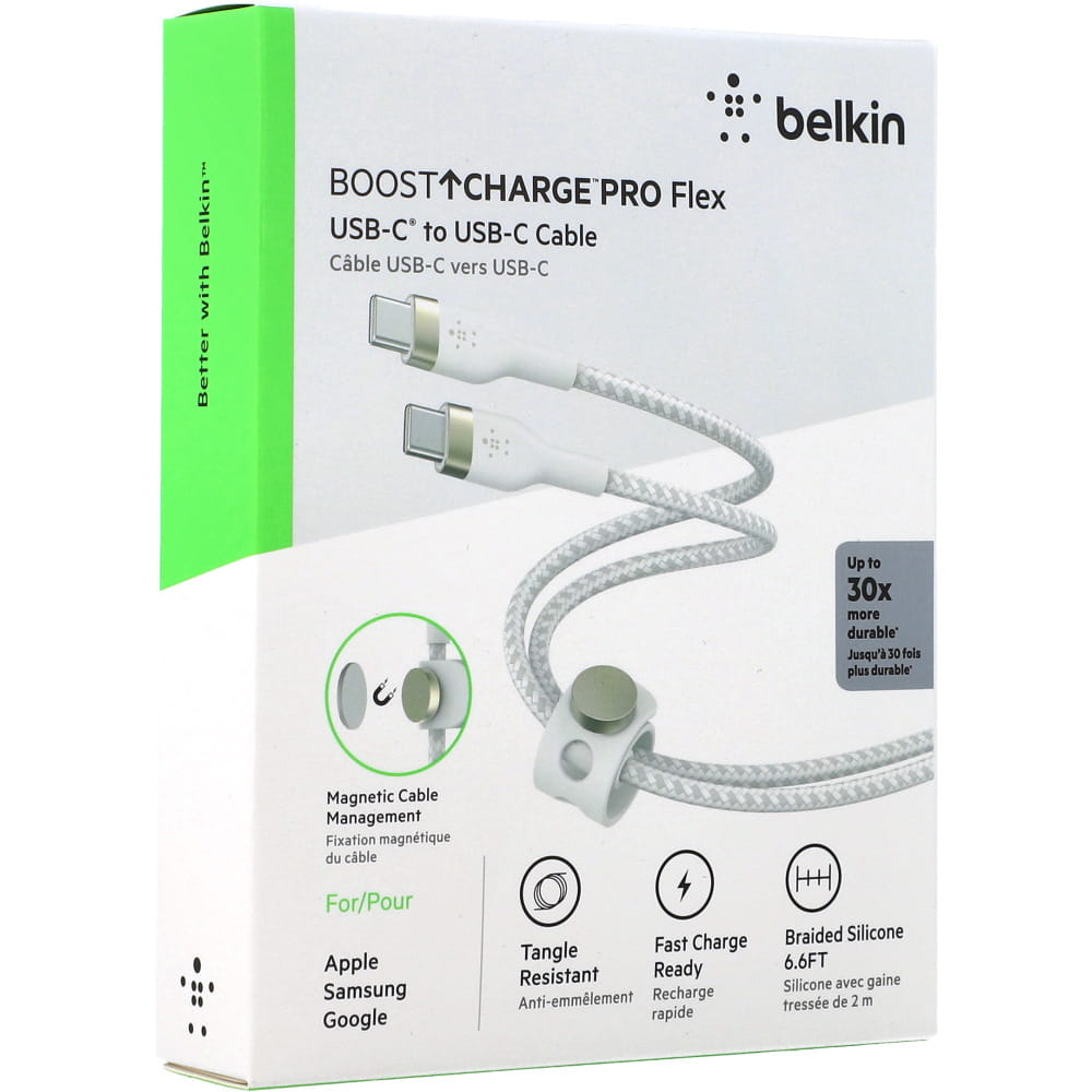 Kabel Belkin Boost Charge Pro Flex Braided USB-C für USB-C 2m, Weiß