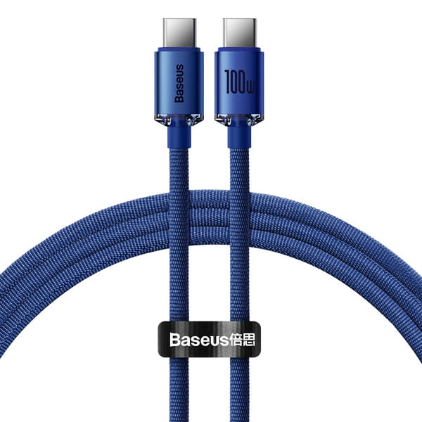 Kabel Baseus Crystal Shine 100W 5A USB-C für USB-C 2m, Blau