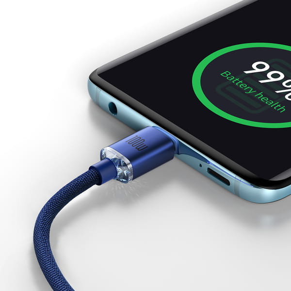 Kabel Baseus Crystal Shine 100W 5A USB-C für USB-C 2m, Blau