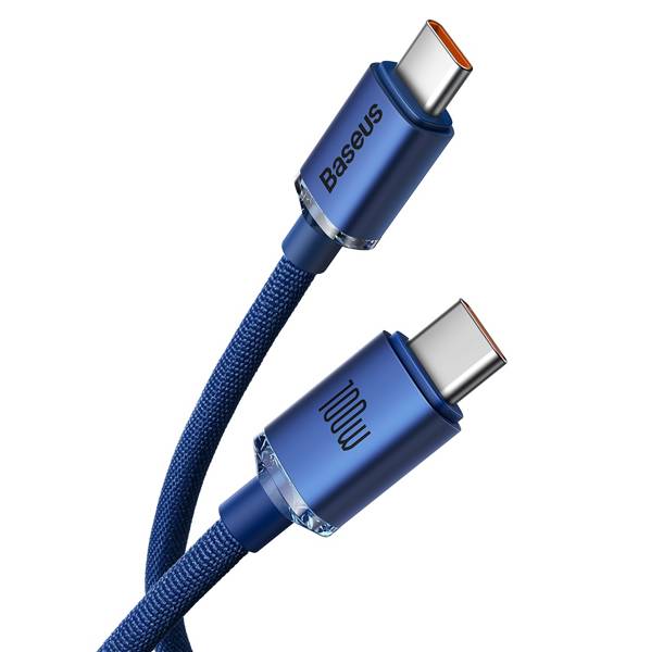 Kabel Baseus Crystal Shine 100W 5A USB-C für USB-C 2m, Blau