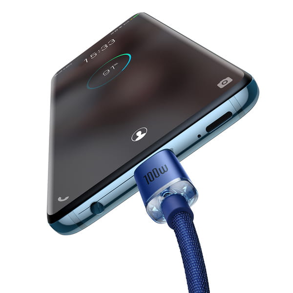 Kabel Baseus Crystal Shine 100W 5A USB-C für USB-C 2m, Blau